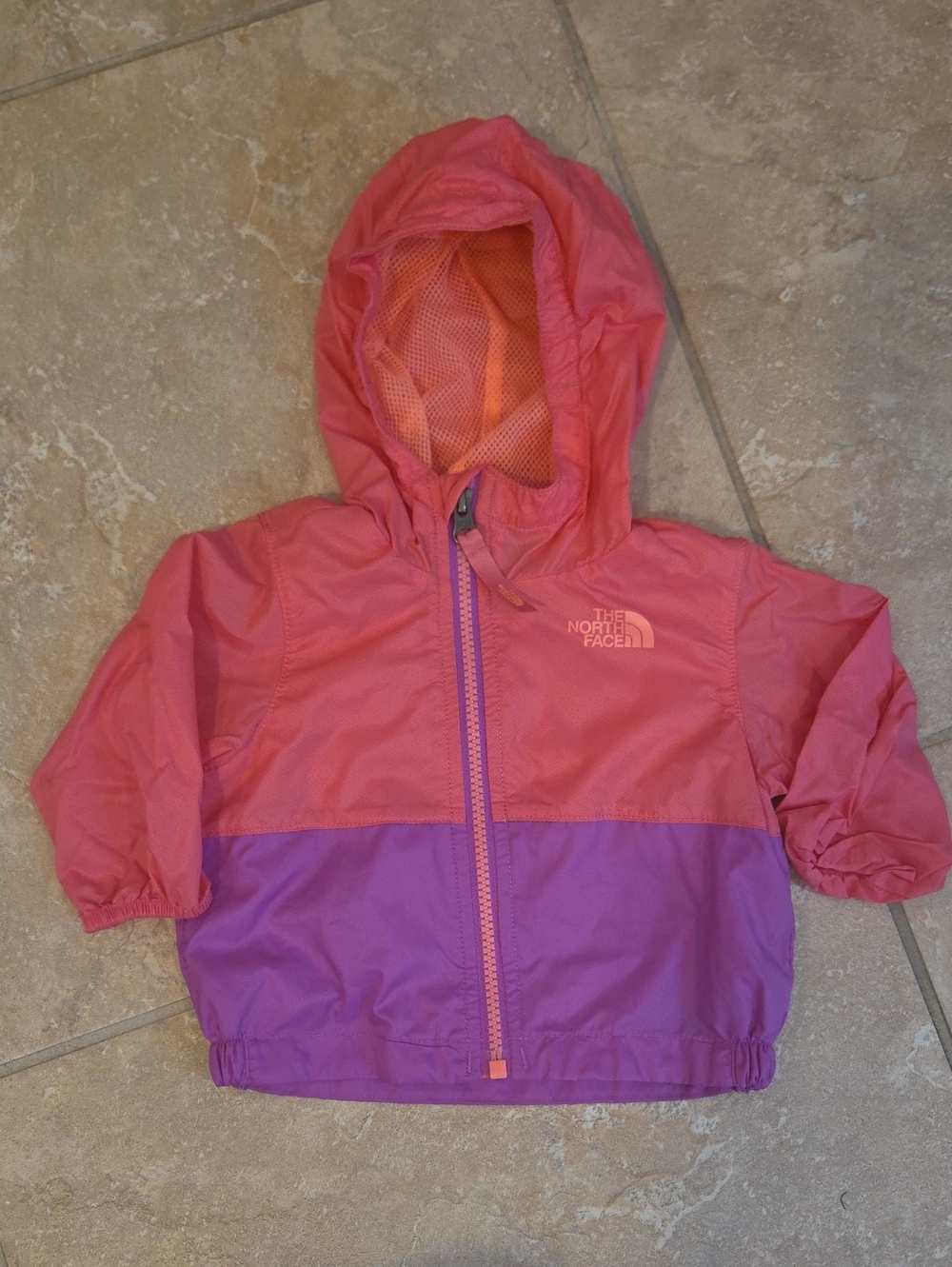 The North Face Coral Pink and Purple Hooded Windbreaker